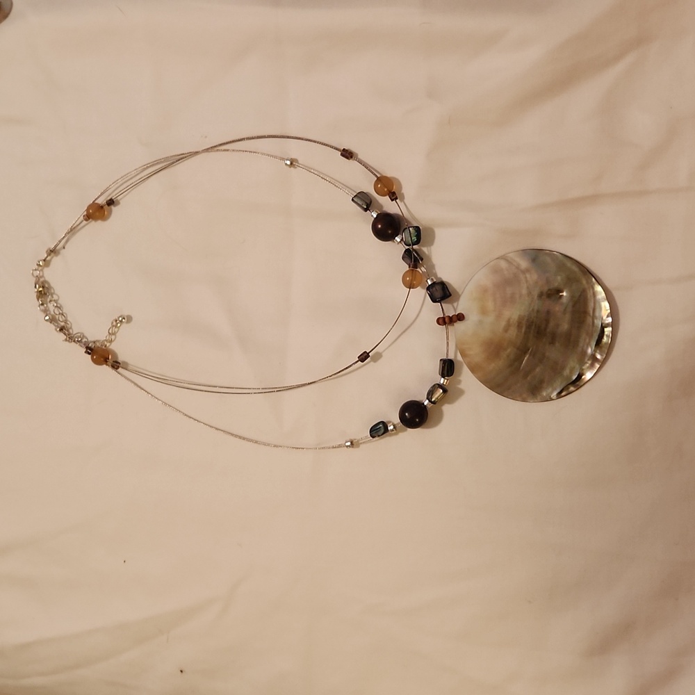 Beaded shell statement necklace
